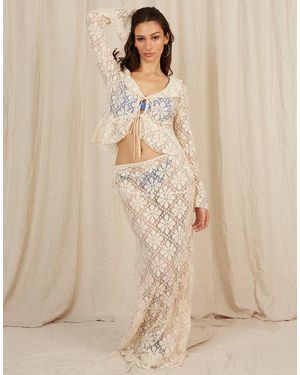Going Somewhere Crochet Maxi Skirt - Natural