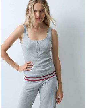 JJXX Rib Henley Vest Top - Blue