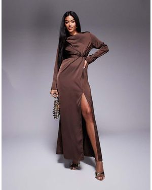 In The Style X Hannah Brown Satin Twist Detail Maxi Dress