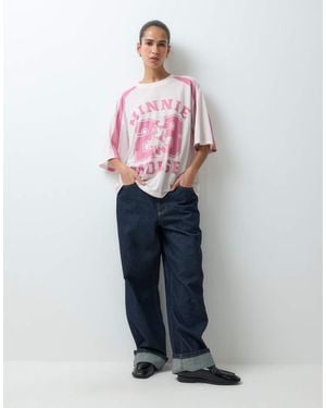 ASOS Disney Minnie Camiseta Oversize Con Estampado De Malla En - Azul