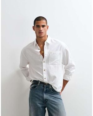 ASOS Oversized Linen Blend Shirt - White