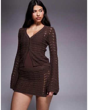 The Frolic Exclusive Cotton Blend Crochet Knit Mini Skirt - Brown