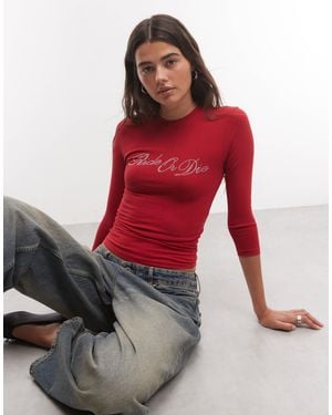 Collusion T-shirt mit slogan und 3/4-ärmeln - Rot