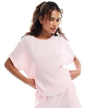 Vero Moda Plisse T-shirt Co-ord - Pink