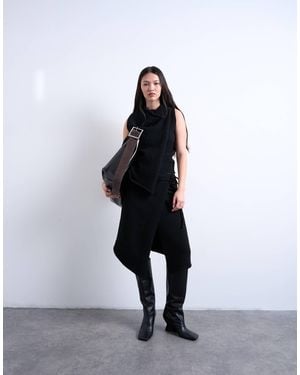 TOPSHOP Knitted Asymmetric Wrap Skirt Co-ord - White