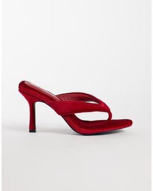 Public Desire Alma Heeled Toe Post Sandals - Red