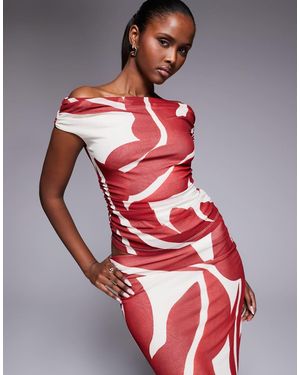 Forever New Mimi Off-shoulder Mesh Top - Red