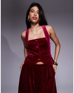 ASOS Velvet Waistcoat Co-ord - Red