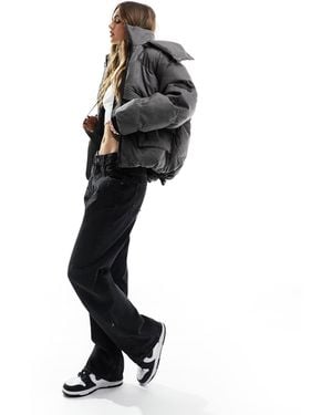 The Couture Club Oversized Cropped Puffer Jacket - Black