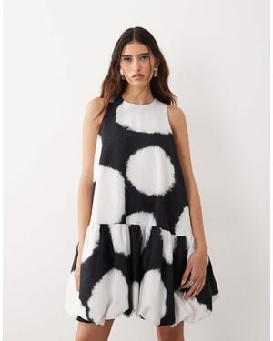 ARRANGE Trapeze Bubble Hem Mini Dress - White