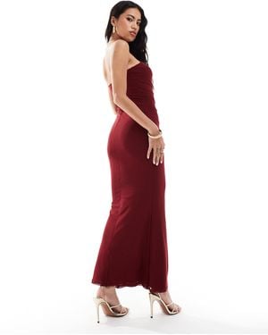 ASOS Robe bandeau mi-longue en tulle à col bénitier - lie-de-vin - Rouge
