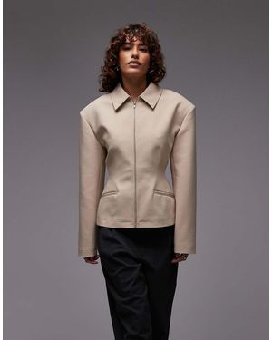 ASOS Tailored Sculpted Cinch Waist Zip Through Jacket - Grey