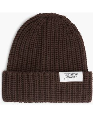 Tommy Hilfiger Grob gerippte logo-mütze - Braun