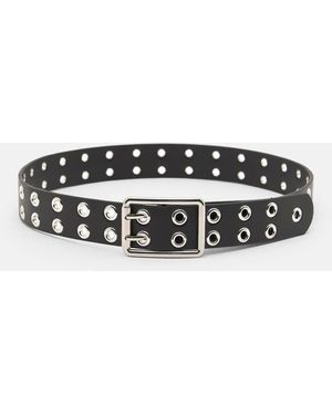 Pull&Bear Riem Met Leer-Effect En Oogjes - Metallic
