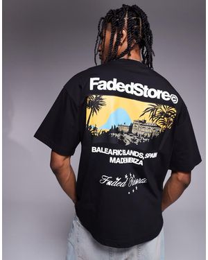 Faded Store Camiseta Negra Con Estampado Trasero De Resort De - Azul