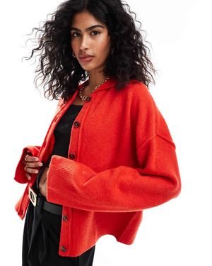 ASOS Cardigan Stile Camicia Con Colletto - Rosso