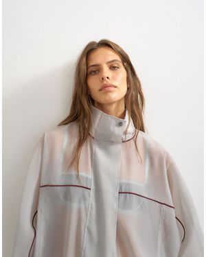 TOPSHOP Organza Funnel Neck Bomber Jacket With Contrast Binding - Grey