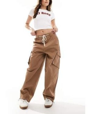 Stradivarius Balloon Cargo Pants - Natural