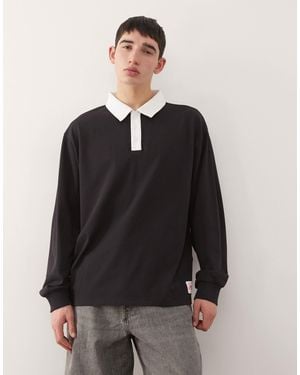 Collusion – langärmliges rugby-shirt mit polokragen - Schwarz