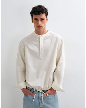 ASOS Camicia Henley Oversize Con Fondo A Coulisse - Bianco