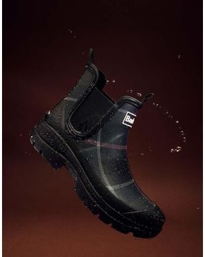 Barbour Nimbus Tartan Chelsea Welly Boots - Purple
