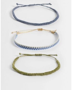 ASOS 4 Pack Plaited And Woven Rope Puller Bracelet - White