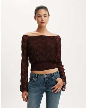 Cotton On Sofia Lace Long Sleeve Top - Black