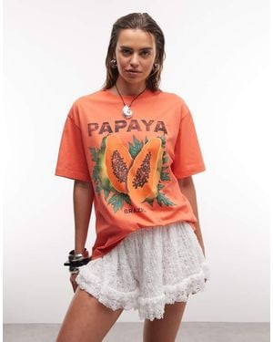 ASOS Oversized T-shirt With Papaya Graphic - Red