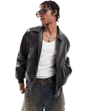 Bershka Faux Leather Jacket - Black