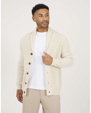 Brave Soul Shawl Collar Chunky Knit Cardigan - Natural