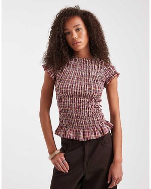 Daisy Street Shirred Short Sleeve Top
