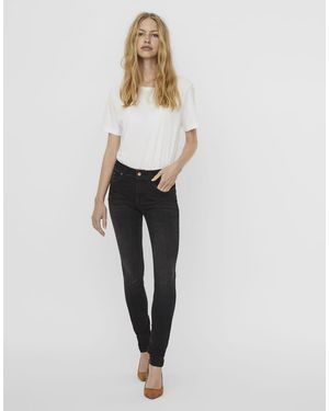 Vero Moda Vaqueros Negros De Corte Slim De - Blanco
