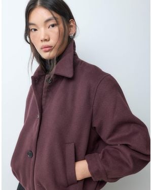 Mango Teen Bubble Hem Button Up Short Jacket - Purple