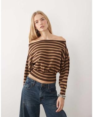 ASOS Gebreide Off-Shoulder Trui - Blauw