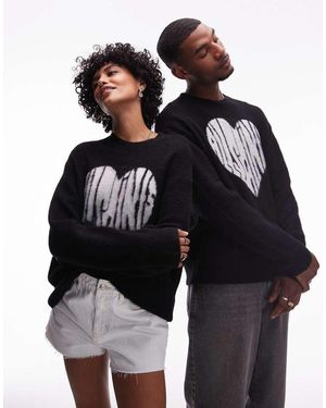 AllSaints Bubble Unisex Heart Logo Knitted Jumper - Black