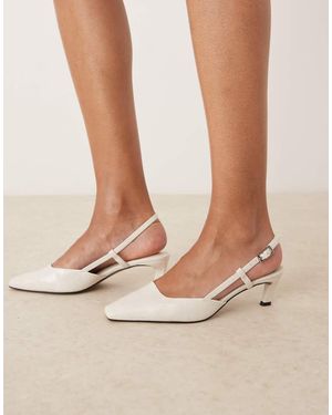 ASOS Shadow Chisel Toe Slingback Mid Heel Shoes - Natural