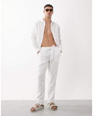 ASOS Slim 100% Linen Trousers - White
