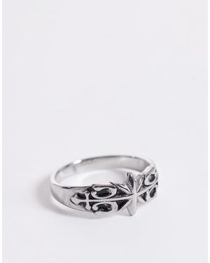 ASOS Ring Van Waterbestendig Roestvrij Staal Met Ster En Patroon - Wit