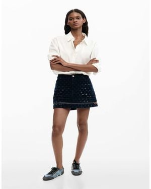 Desigual Denim Jacquard Skirt - Blue