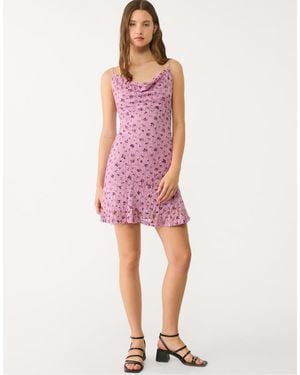 Stradivarius Short Lace Dress With Straps - Pink