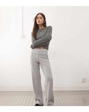 Collusion Foldover Waist Ribbed Flare Yoga Pant - Grey