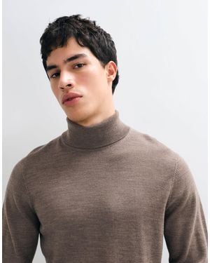 ASOS Knitted Merino Wool Roll Neck - Brown