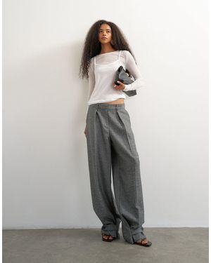 TOPSHOP Tailored Cuff Hem Pleat Trouser - Grey