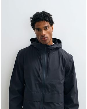 Rains 12430 suva hardshell wasserdichte lange jacke mit kapuze - Blau