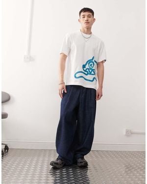 ICECREAM T-Shirt Pesante Bianca Con Cane Che Corre - Bianco