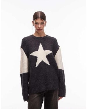 emory park Maglione Antracite Con Stella Intarsiata - Blu