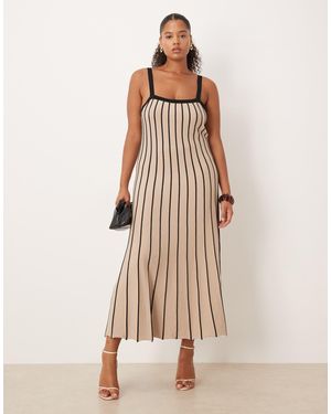 Pretty Lavish Curve Alyssia Stripe Midaxi Dress - Natural