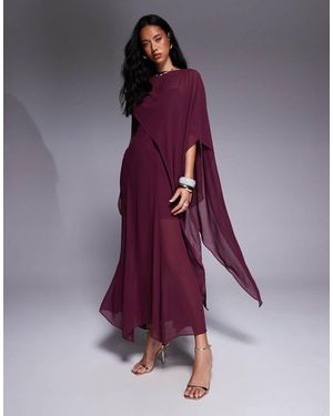 Forever New Vestito Lungo Scuro Con Maniche Ad Aletta - Viola