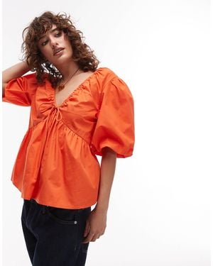 TOPSHOP – popeline-oberteil - Orange