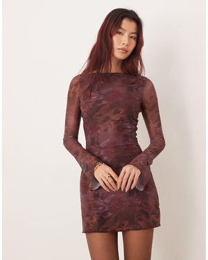 Motel Sevila Long Sleeve Mini Dress - Red